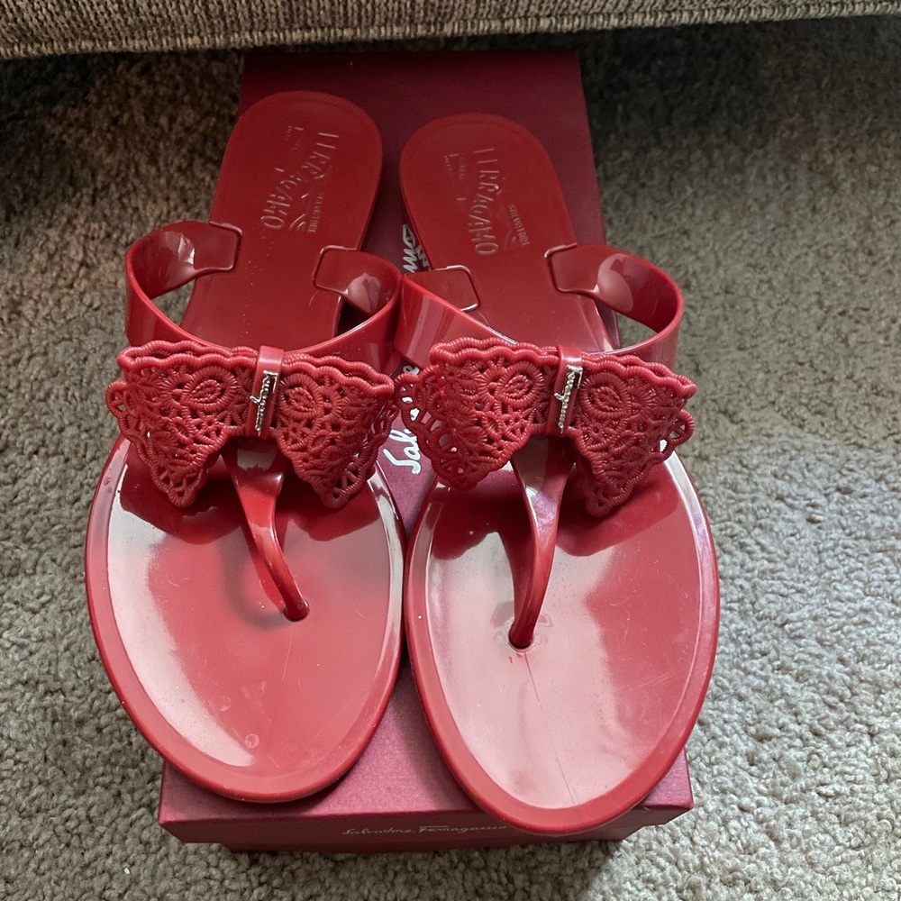 Salvatore ferragamo jelly flip flops